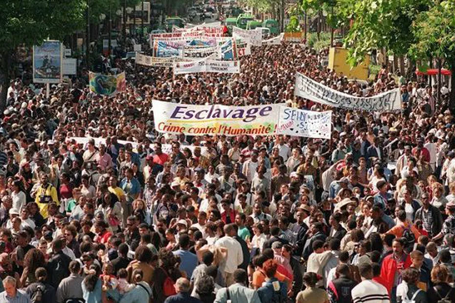 Descendants of slavery on the streets commemorating the anniversary of the abolition of enslavement in french colonies- 23 May 1998
