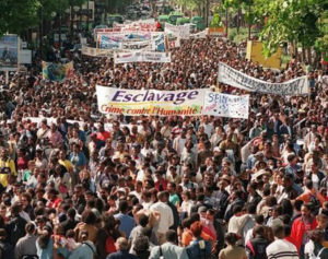 Descendants of slavery on the streets commemorating the anniversary of the abolition of enslavement in french colonies- 23 May 1998